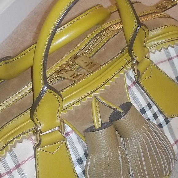 Burberry Plaid Duffle/Travel Leather Tassel Bag - Picture 11 of 15